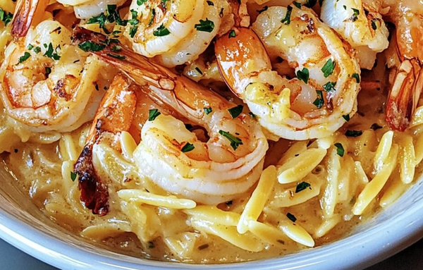 Lemon Garlic Shrimp Orzo