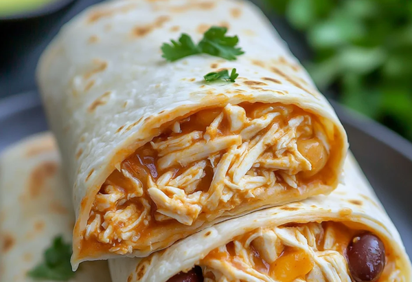Smothered Baked Chicken Burritos
