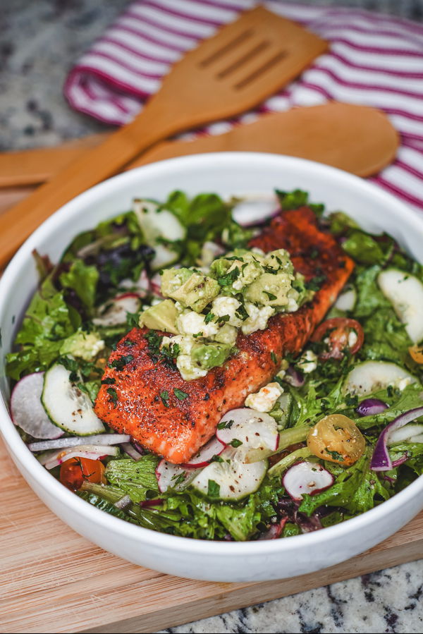 Salmon Avocado Feta Salad