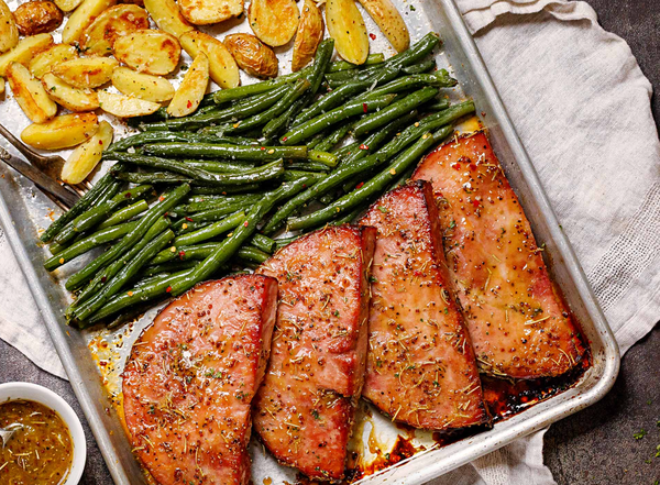 Sheet Pan Ham Steaks and Veggies