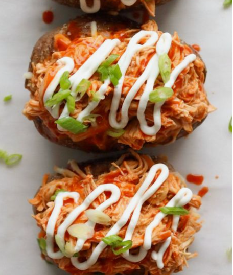 Buffalo Chicken Stuffed Sweet Potatoes