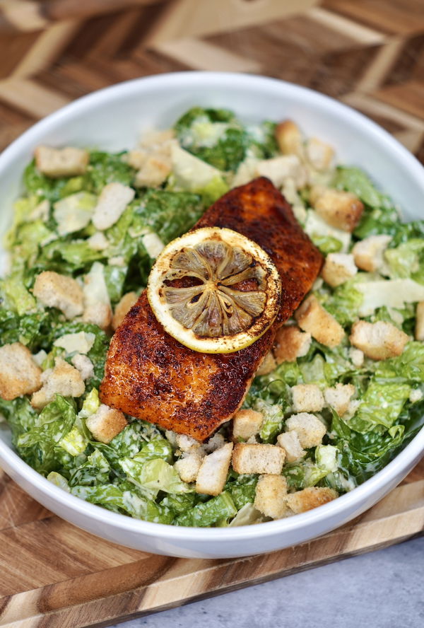 Cajun Salmon Chopped Caesar Salad