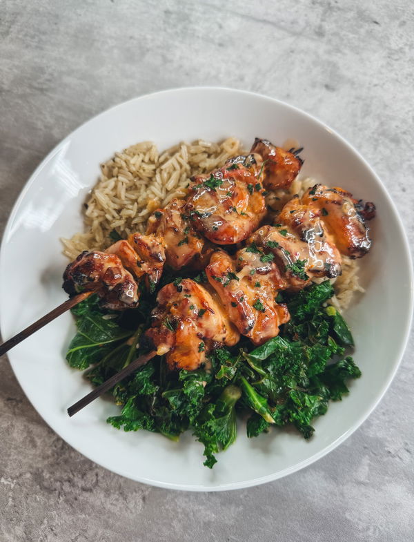 Bang bang chicken skewers
