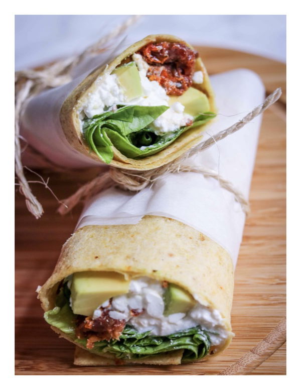 Cottage Cheese, Avocado & Sun-Dried Tomato Breakfast Wrap