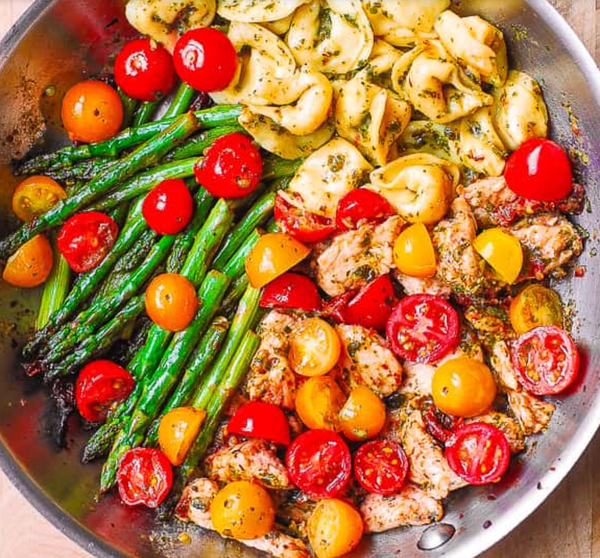 Pesto Chicken Tortellini and Veggies