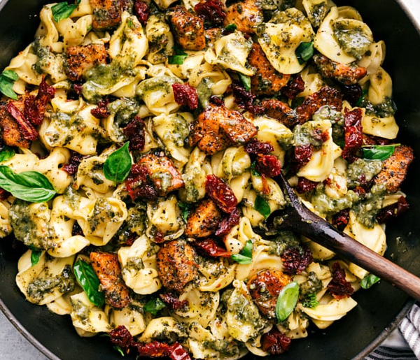 One Pot Pesto Chicken Tortellini