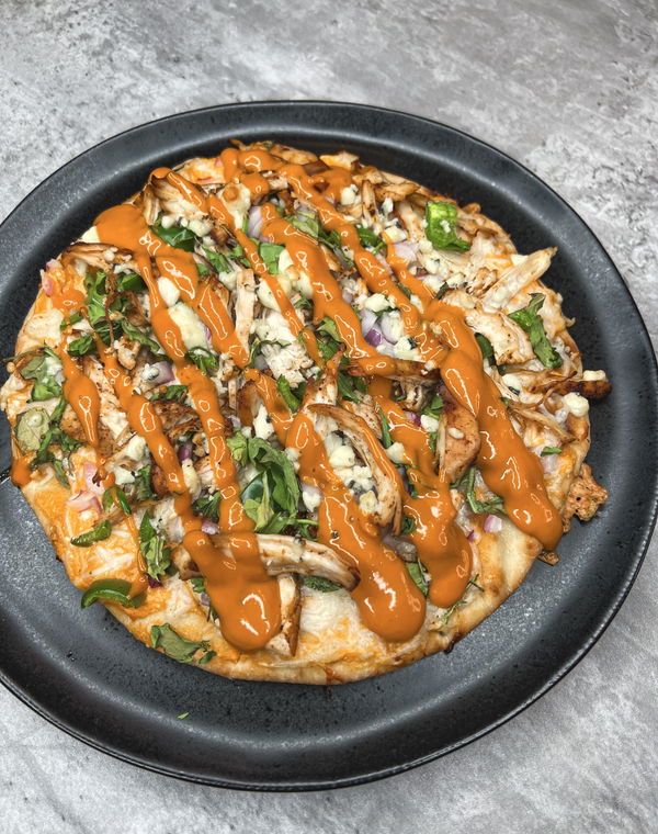 Buffalo Chicken Naan Pizza